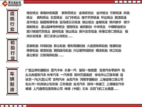造纸、车辆制造与轮胎行业合作企业名录：晨鸣纸业、维达纸业、一汽、宇通、五菱、玲珑轮胎、普利司通、韩泰轮胎等